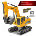 Die-Cast Metal 6-Channel RC Excavator (1:24 Scale Komatsu PC200-8) (6+ Years)