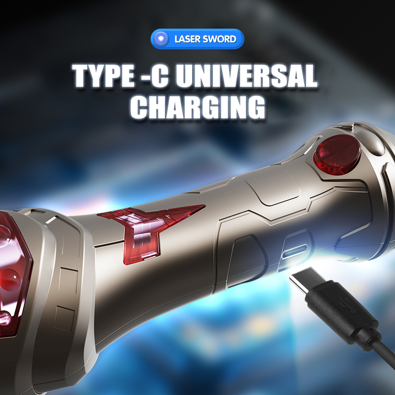 Telescopic Lightsaber Energy Sword Rechargeable with Type-C Charging, Colorful Lighting & Dynamic Sound (3+ Years)