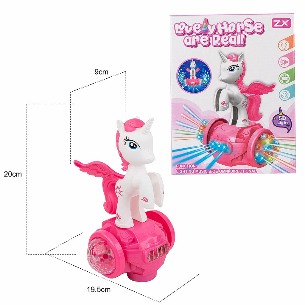 Electric Unicorn Car Toy 360° Rotating Musical Dancing with 5D Lights & Sound (3+ Years)