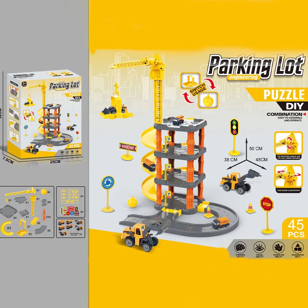 DIY Puzzle Engineering Parking Lot Playset (45 PCS) for Kids (3+ Years)